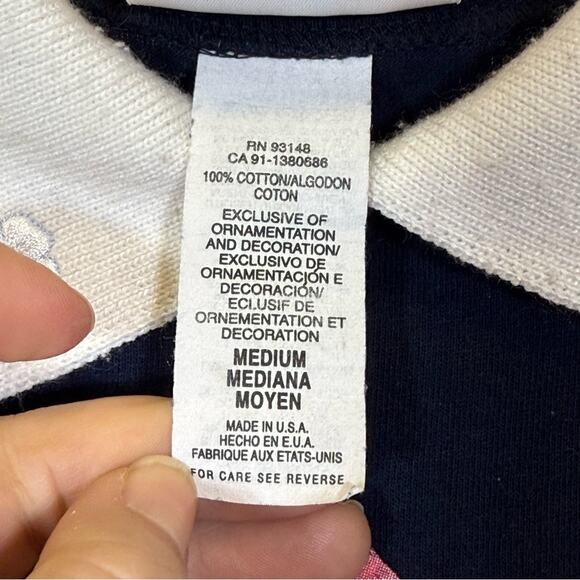 Morning Sun, Blue Polo T-Shirt with White Collar and Butterfly Design. Size Med! - Picture 5 of 7